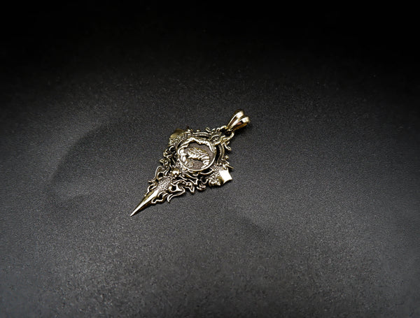 Crow Pendant Gothic Norse Viking Bird Brass Jewelry BR-460