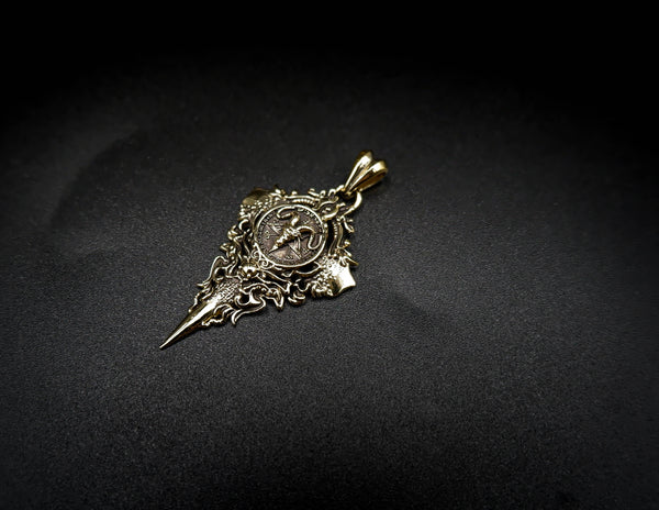 Satanic Baphomet Pendant Seal of Satan Pentagram Brass Jewelry BR-467