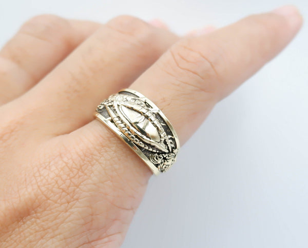 Gothic Dragon Eye Ring Biker for Women Men Brass Jewelry Size 6-15