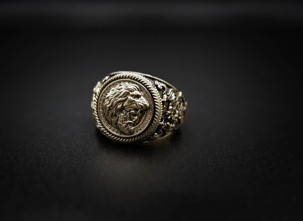 Hercules with Lion Ring Ancient Greek Mythology for Men Women Brass Jewelry Size 6-15 Br-358
