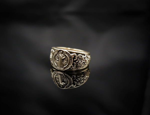 Saint Benedict Band Ring Exorcism Christian Brass Jewelry Size 6-15 Br-502