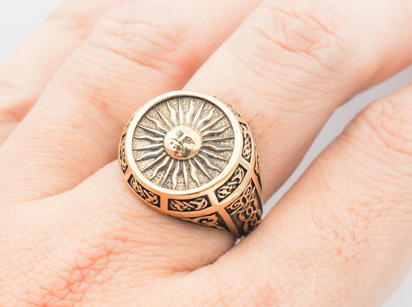 Sun Ring Sunset Celtic Ornament Talisman Boho Men's Women Fashion Brass Jewelry Size 6-15 BR-120