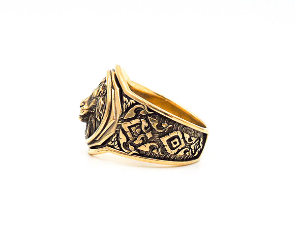 Men's Lion Head Ring, Mens Lion Ring Animal Brass Jewelry Size 6-15