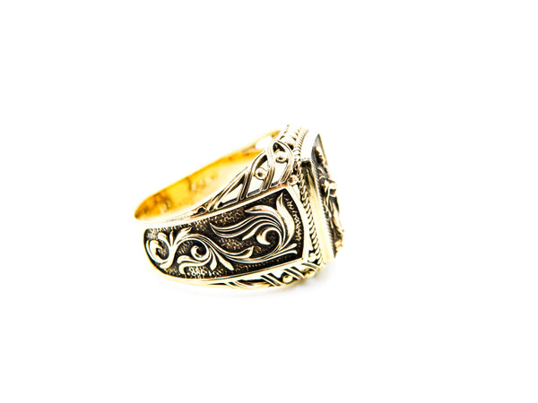 Catholic Signet St Saint Peter Ring Brass Jewelry Size 6-15