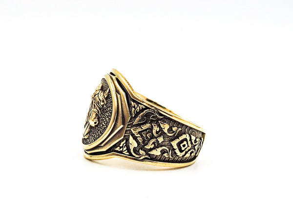 Men's Horse Head Ring, Mens Horse Ring Animal Brass Jewelry Size 6-15