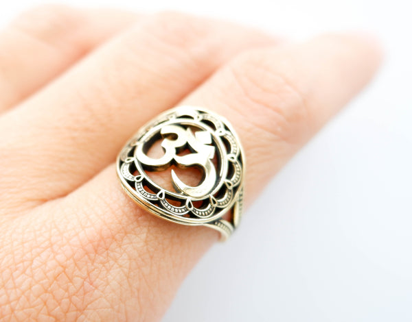 Symbol Aum or Ohm Ring Om Yoga Brass Jewelry Size 6-15