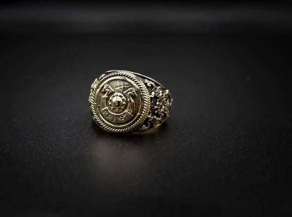 Viking Shield Ring Norse Shield with Viking Dragon Scandinavian Brass Jewelry Size 6-15 Br-356
