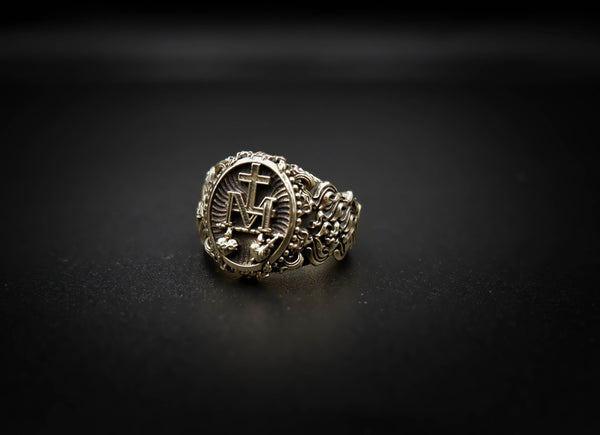 Virgin Mary Ring for Men Women Miraculous Medal Christian Brass Jewelry Size 6-15 Br-353