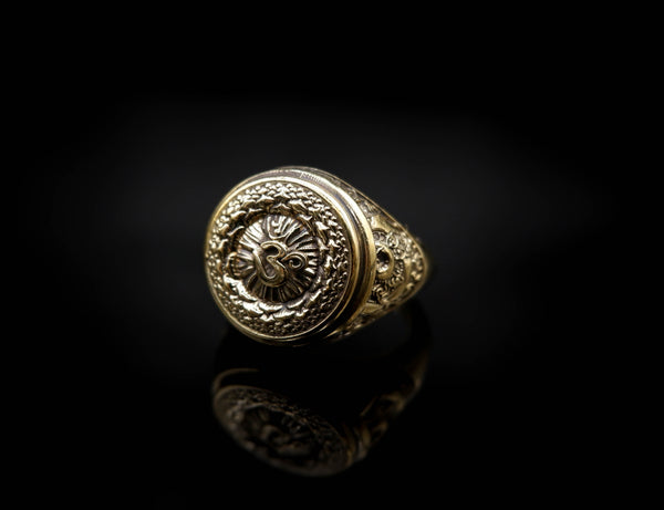 Sahasrara Chakra Ring for Men Women Mandala Yoga Om Brass Jewelry Size 6-15 Br-379
