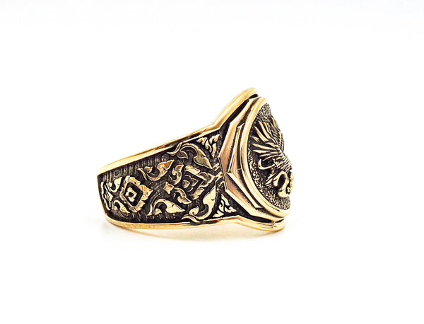 Men's Eagle Fighting Snake Ring, Mens Eagle and Snake Ring Animal Brass Jewelry Size 6-15