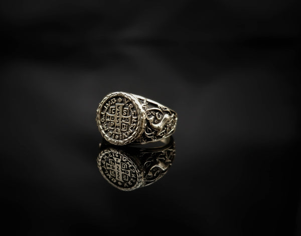 Saint Benedict Ring Christian Brass Jewelry Size 6-15 Br-512
