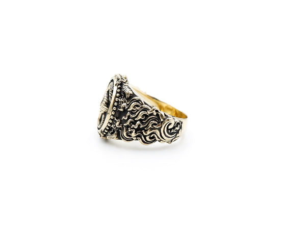 Sea Horse Ring Gothic Men Animal Ocean Brass Jewelry Size 6-15