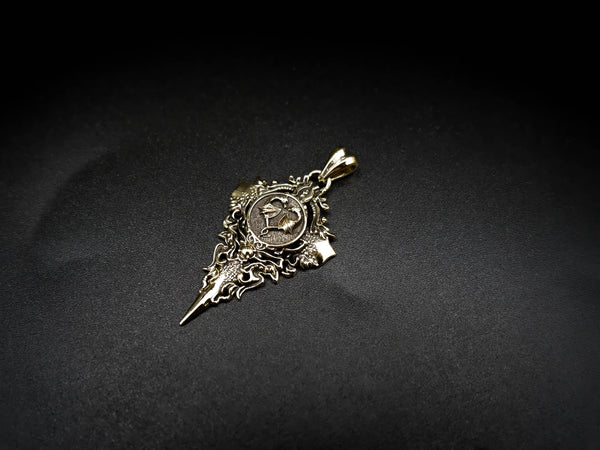 Twin Dragon Heart Pendant Gothic Viking Norse Fantasy Brass Jewelry BR-454