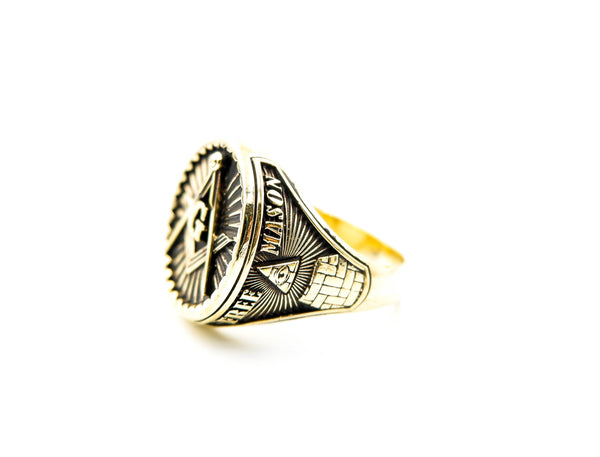 Freemason Masonic Biker Ring for Women Men Brass Jewelry Size 6-15