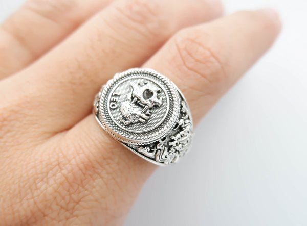 Leo Zodiac Skull Ring Constellation Horoscope Gothic for Men Women Jewelry 925 Sterling Silver R-346