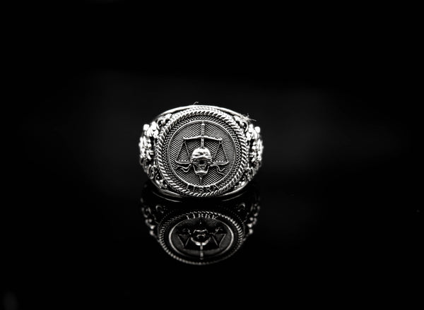 Libra Zodiac Skull Ring Constellation Horoscope Gothic for Men Women Jewelry 925 Sterling Silver R-347