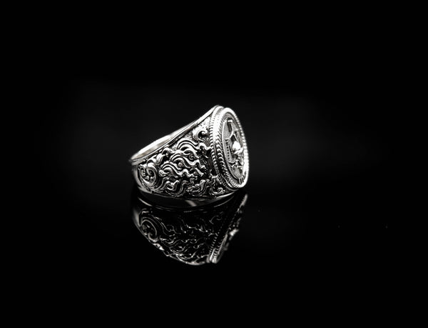 Libra Zodiac Skull Ring Constellation Horoscope Gothic for Men Women Jewelry 925 Sterling Silver R-347