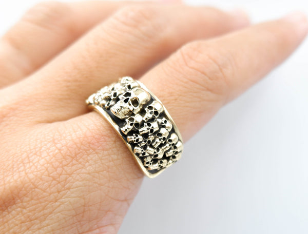 Gothic Skull Ring Gothic Biker Punk Brass Jewelry Size 6-15