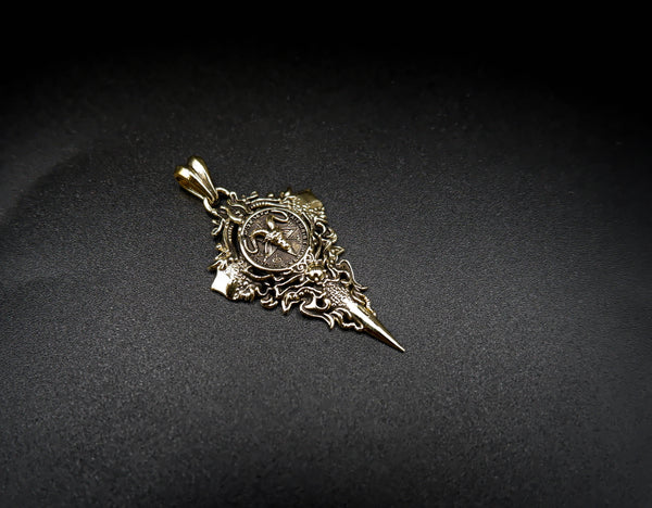 Satanic Baphomet Pendant Seal of Satan Pentagram Brass Jewelry BR-467