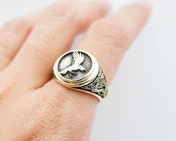 Raven Ring Viking Brass Jewelry BR-136