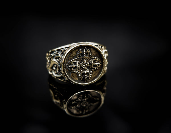 Vajra Dorje Ring for Men Women Gothic Buddhist Amulet Brass Jewelry Size 6-15 Br-362