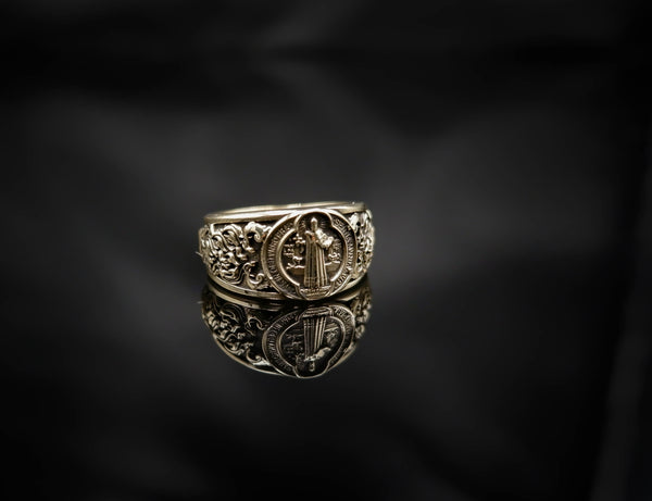 Saint Benedict Band Ring Exorcism Christian Brass Jewelry Size 6-15 Br-502