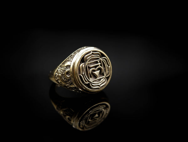 Muladhara Chakra Ring for Men Women Mandala Yoga Brass Jewelry Size 6-15 Br-378