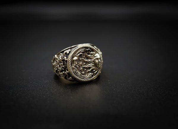 Sun and Moon Ring Love Day and Night Sky for Men Women Brass Jewelry Size 6-15 Br-355