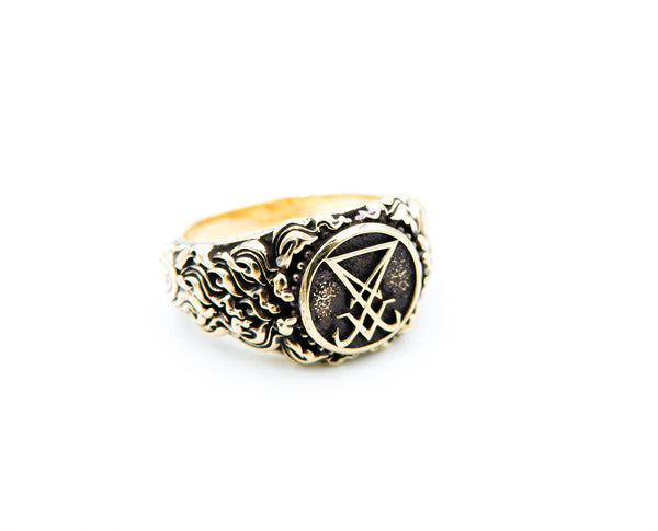 Sigil of Lucifer Band Ring Satanic Seal of Satan Brass Jewelry Size 6-15 Br-501
