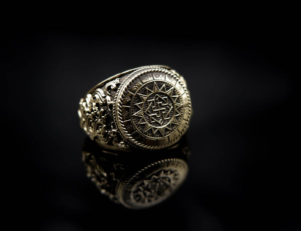 Valkyrie Ring with Slavic Pagan for Men Women Norse Nordic Viking Brass Jewelry Size 6-15 Br-374