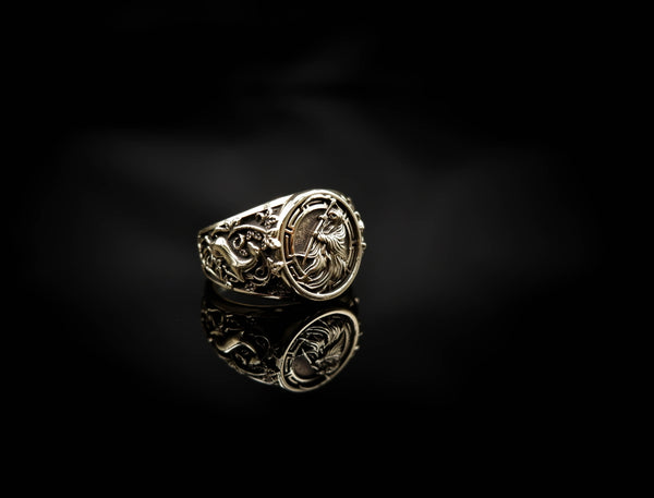 Santa Muerte Ring Skull Brass Jewelry Size 6-15 Br-496