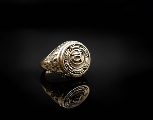 Svadhisthana Chakra Ring for Men Women Mandala Yoga Brass Jewelry Size 6-15 Br-380
