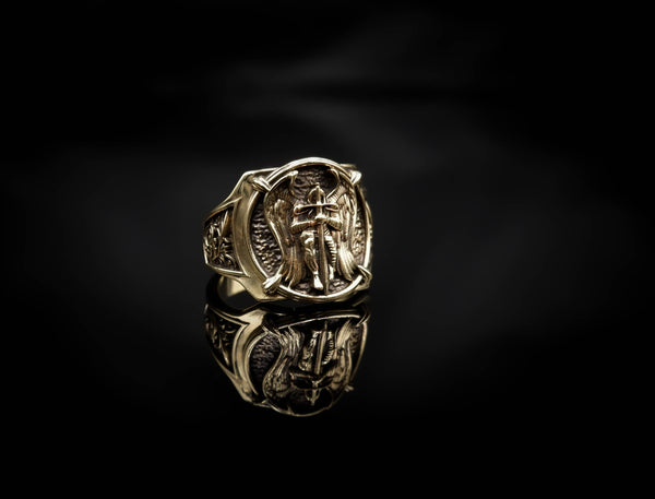 St Michael Ring for Men Archangel Michael Catholic Brass Jewelry Size 6-15 Br-411
