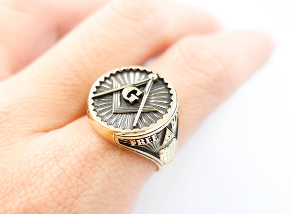 Freemason Masonic Biker Ring for Women Men Brass Jewelry Size 6-15
