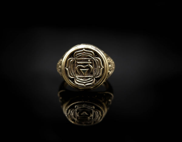 Muladhara Chakra Ring for Men Women Mandala Yoga Brass Jewelry Size 6-15 Br-378