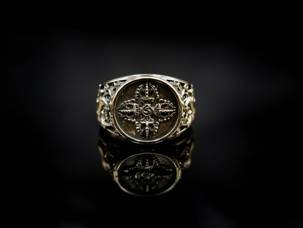 Vajra Dorje Ring for Men Women Gothic Buddhist Amulet Brass Jewelry Size 6-15 Br-362