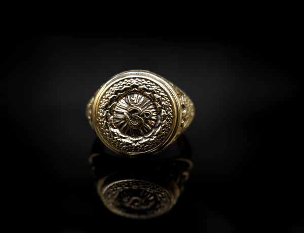 Sahasrara Chakra Ring for Men Women Mandala Yoga Om Brass Jewelry Size 6-15 Br-379