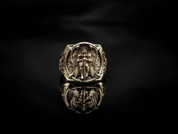 St Michael Ring for Men Archangel Michael Catholic Brass Jewelry Size 6-15 Br-411