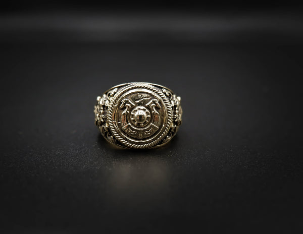 Viking Shield Ring Norse Shield with Viking Dragon Scandinavian Brass Jewelry Size 6-15 Br-356
