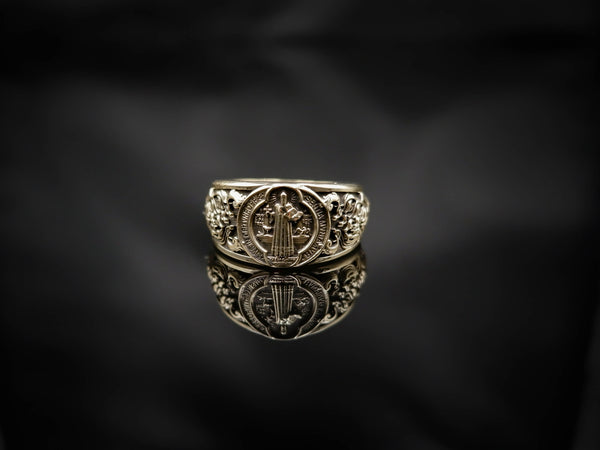 Saint Benedict Band Ring Exorcism Christian Brass Jewelry Size 6-15 Br-502