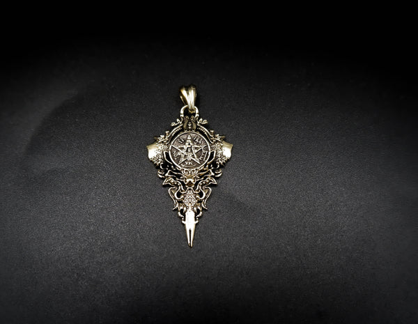 Tetragrammaton Sigil of Protection and Hexagram of Solomon Protection Pendant Amulet Brass Jewelry BR-470