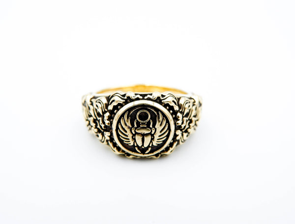 Ancient Egyptian Scarab Ring Egyptian Amulet Seal Lucky Brass Jewelry Size 6-15