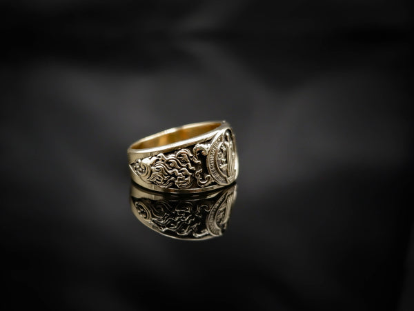 Saint Benedict Band Ring Exorcism Christian Brass Jewelry Size 6-15 Br-502