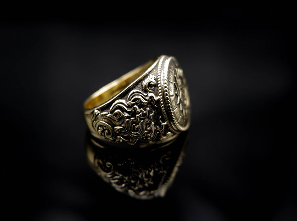 Valkyrie Ring with Slavic Pagan for Men Women Norse Nordic Viking Brass Jewelry Size 6-15 Br-374