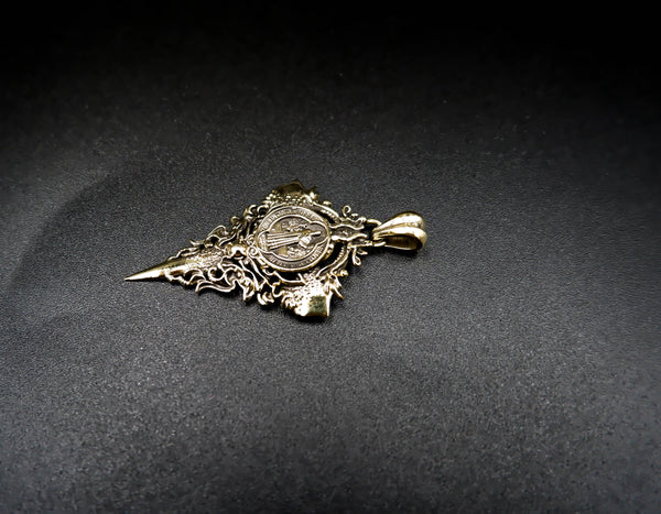 St Benedict Exorcism Cross Demon Protection Pendant Amulet Brass Jewelry BR-468