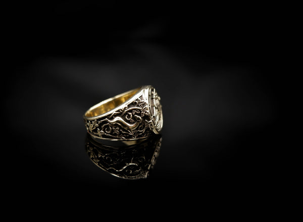 Santa Muerte Ring Skull Brass Jewelry Size 6-15 Br-496
