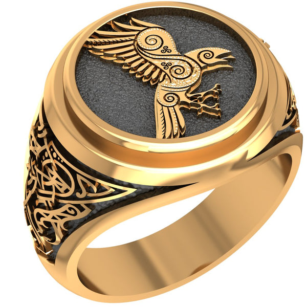 Raven Ring Viking Brass Jewelry BR-136