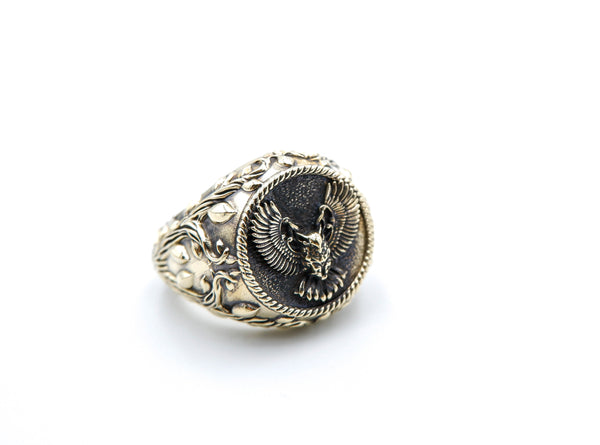 Owl Animal Biker Ring Gothic Punk Brass Jewelry Size 6-15