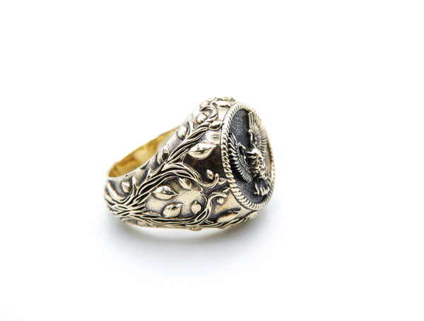 Owl Animal Biker Ring Gothic Punk Brass Jewelry Size 6-15