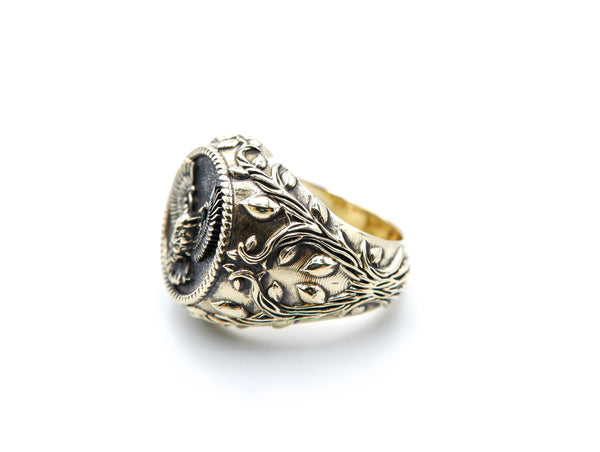 Owl Animal Biker Ring Gothic Punk Brass Jewelry Size 6-15